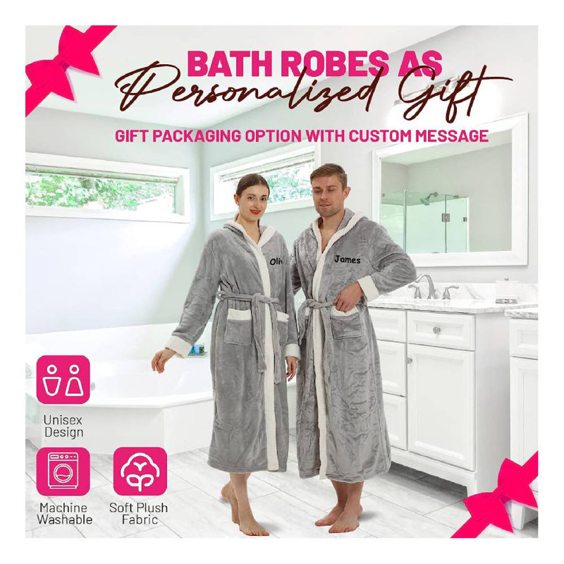 Personalized Passion Personalized Hooded Plush Robes WomenMen Custom